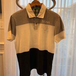 BOSS Men's Polo Shirt in Gray, White, and Black